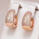Kinel-pendientes de aro de Color oro rosa 585, diseño hueco étnico, accesorios de circón Natural, joyería fina diaria, regalos 1