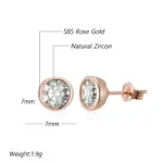 Pendientes Kinel de circonita Natural a la moda para mujer, pendientes redondos simples de Color oro rosa 585, joyería fina diaria de alta calidad 2