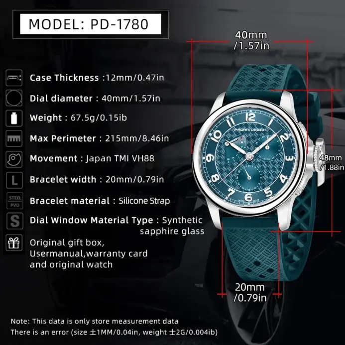 Pagani Design reloj para hombre 40mm Japón TMI VH88 Movt cristal de zafiro calendario 24 horas 100M reloj de pulsera de cuarzo resistente al agua reloj homb 2