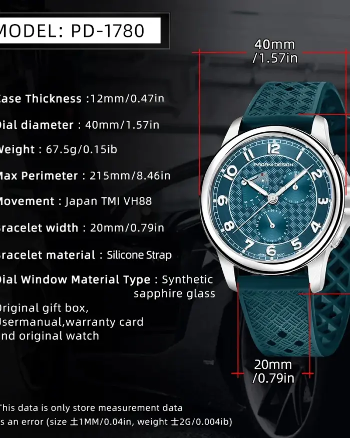 Pagani Design reloj para hombre 40mm Japón TMI VH88 Movt cristal de zafiro calendario 24 horas 100M reloj de pulsera de cuarzo resistente al agua reloj homb 2
