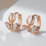 Kinel-pendientes colgantes de Color oro rosa 585, accesorios de circón Natural brillante para mujer, joyería diaria para niños, regalos de navidad 3
