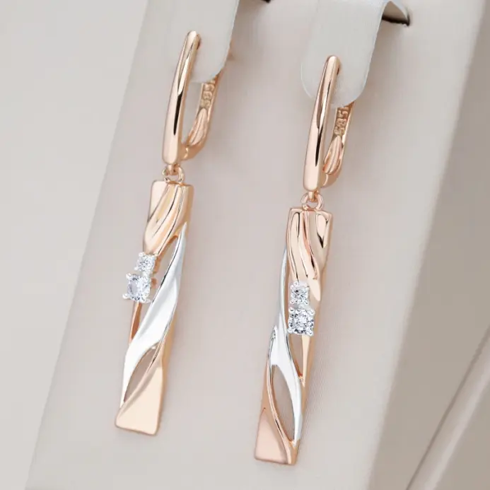 Kinel-pendientes colgantes huecos geométricos, chapado en oro rosa y plata 585, joyería fina diaria para boda, regalo 1