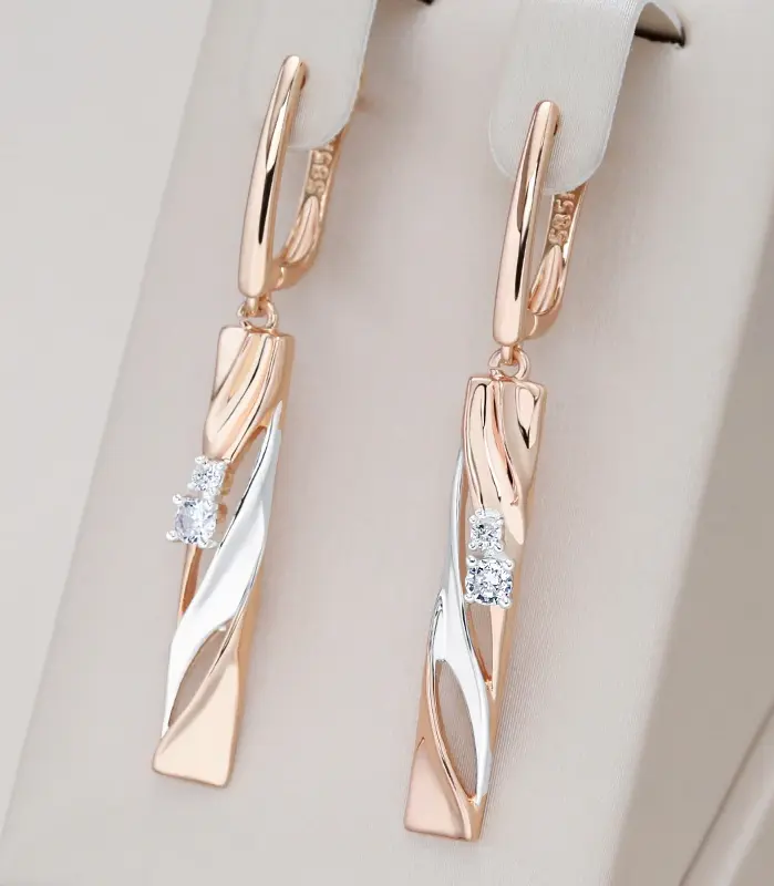 Kinel-pendientes colgantes huecos geométricos, chapado en oro rosa y plata 585, joyería fina diaria para boda, regalo 1