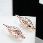 Kinel-pendientes étnicos de oro rosa 585 para mujer, aretes con flor hueca Simple, joyería Vintage para boda 4
