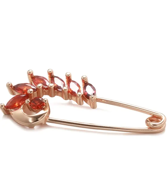Kinel-broche de circón rojo Natural para mujer, broche fino de oro rosa 2022, joyería creativa de boda, novedad de 585 1