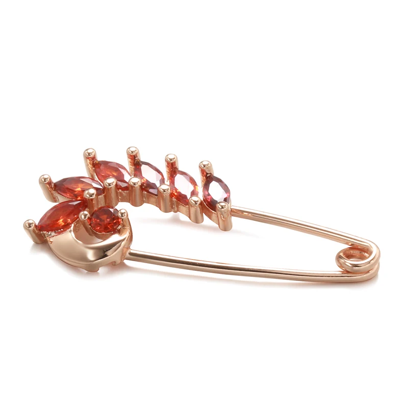 Kinel-broche de circón rojo Natural para mujer, broche fino de oro rosa 2022, joyería creativa de boda, novedad de 585 1 Kinel-broche de circón rojo Natural para mujer, broche fino de oro rosa 2022, joyería creativa de boda, novedad de 585 1