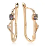 Kinel-pendientes largos de oro rosa 585 para niña, aretes de circón Natural, joyería de lujo, accesorios de temperamento, 2022 6