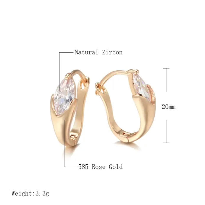 Kinel-pendientes colgantes de circonita Natural brillante para mujer, accesorios de boda Vintage para novia, Color oro rosa 585, joyería fina diaria 2