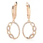 Kienl-pendientes colgantes étnicos de oro rosa para mujer, aretes de boda Vintage con circonita Natural en inglés, joyería diaria, 585 6