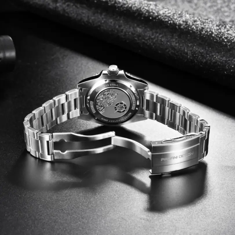 PAGANI DESIGN PD-1694 Reloj mecánico automático de 40MM para hombre Japón NH35 Movt Reloj de pulsera resistente al agua de acero inoxidable con cristal de zafiro 5
