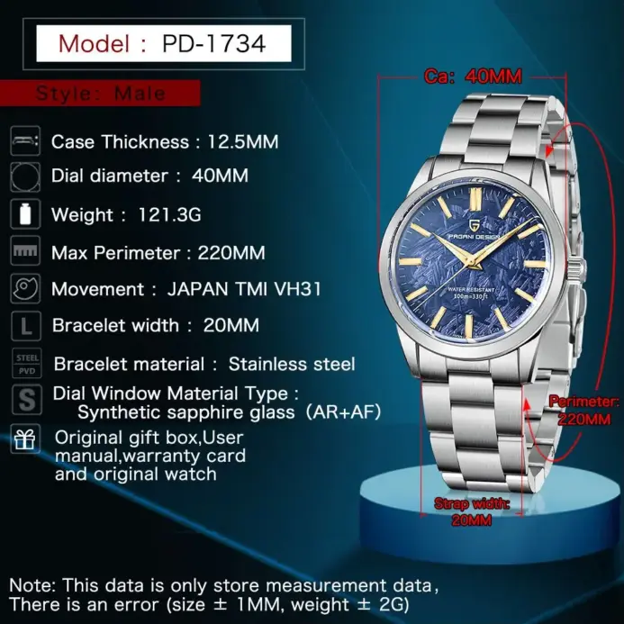 PAGANI DESIGN 40MM relojes de cuarzo para hombres Japón TMI VH31 zafiro de negocios de lujo 316L acero inoxidable 100M reloj impermeable para hombres 2