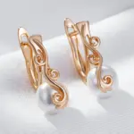 Kinel-pendientes colgantes de perlas de lujo para mujer, Color oro rosa, joyería de boda étnica fina, accesorios fáciles de combinar, 585 5