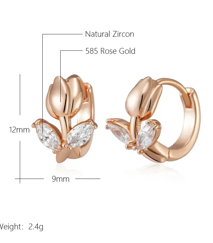 Kinel-pendientes colgantes de Color oro rosa 585, accesorios de circón Natural brillante para mujer, joyería diaria para niños, regalos de navidad 2