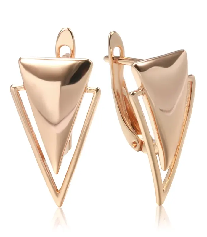 Kinel-pendientes colgantes brillantes para mujer, aretes triangulares simples de oro rosa 585, joyería fina diaria de alta calidad 1