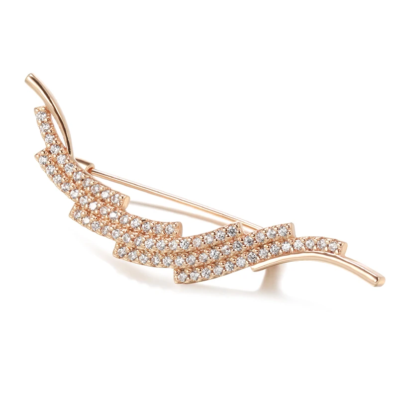 Kinel fino-broche de oro rosa 585 para mujer, joyería de boda creativa, única, hueca, circón Natural, 2022 1 Kinel fino-broche de oro rosa 585 para mujer, joyería de boda creativa, única, hueca, circón Natural, 2022 1