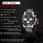 PAGANI DESIGN-Reloj analógico con correa de goma para Hombre, accesorio de pulsera de cuarzo resistente al agua con cronógrafo, movimiento japonés VK63, cristal de zafiro 2