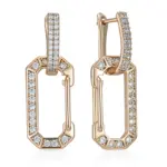 Kinel moda 585 pendientes de gota cuadrados de Color oro rosa para mujer accesorios de circón Natural blanco completo joyería fina diaria 6