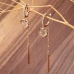 Kinel-pendientes largos con borlas para mujer, aretes colgantes a la moda, Color oro rosa 585, circonita Natural, joyería fina para uso diario, regalo de cristal 3