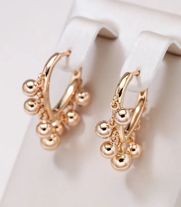 Kinel nuevos pendientes de borla de bola brillante para mujer moda 585 pendientes colgantes de Color oro rosa joyería diaria moderna para fiesta de boda 1