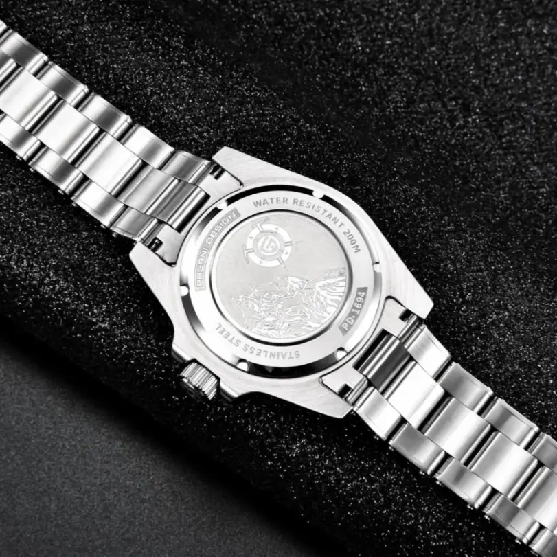 PAGANI DESIGN PD-1694 Reloj mecánico automático de 40MM para hombre Japón NH35 Movt Reloj de pulsera resistente al agua de acero inoxidable con cristal de zafiro 4