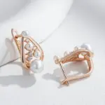 Pendientes Kinel únicos de perlas inglesas para mujer, moda 585, Color oro rosa, accesorios de boda para novia, joyería fina diaria, novedad de 2024 4