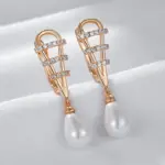 Kinel-pendientes de gota de agua con perlas para mujer, aretes de lujo, Color oro rosa 585, accesorios de circón Natural, joyería fina diaria 5