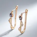 Kinel-pendientes largos de oro rosa 585 para niña, aretes de circón Natural, joyería de lujo, accesorios de temperamento, 2022 3