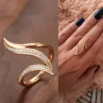 Kinel-Conjunto de pendientes de anillo curvo hipérbola fina para mujer, conjuntos de joyería de oro rosa 585, anillo de pendientes de circón Natural único 5
