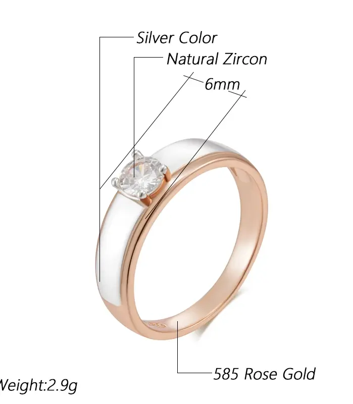 Anillos de boda Kinel simples para mujer, lujo 585, oro rosa, plata, mezcla de colores, accesorios de circón Natural, joyería fina diaria 2
