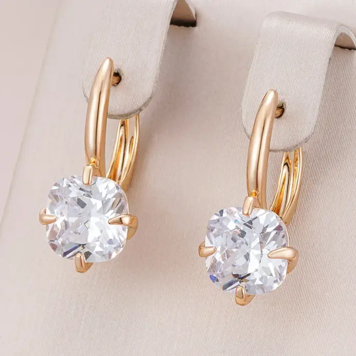 Kienl nuevo pendiente cuadrado Simple de circón Natural para mujer 585 Color oro rosa pendiente de gota grande Vintage joyería diaria de alta calidad 1