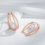 Kinel-pendientes colgantes de perlas brillantes para mujer, moda novedosa, lujo, Color oro rosa 585, joyería fina geométrica de alta calidad para uso diario 4