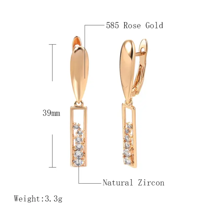 Kinel-pendientes largos de tendencia 2021, oro rosa 585, Micro incrustaciones de cera, pendientes colgantes de circón Natural para mujer, joyería Vintage 2