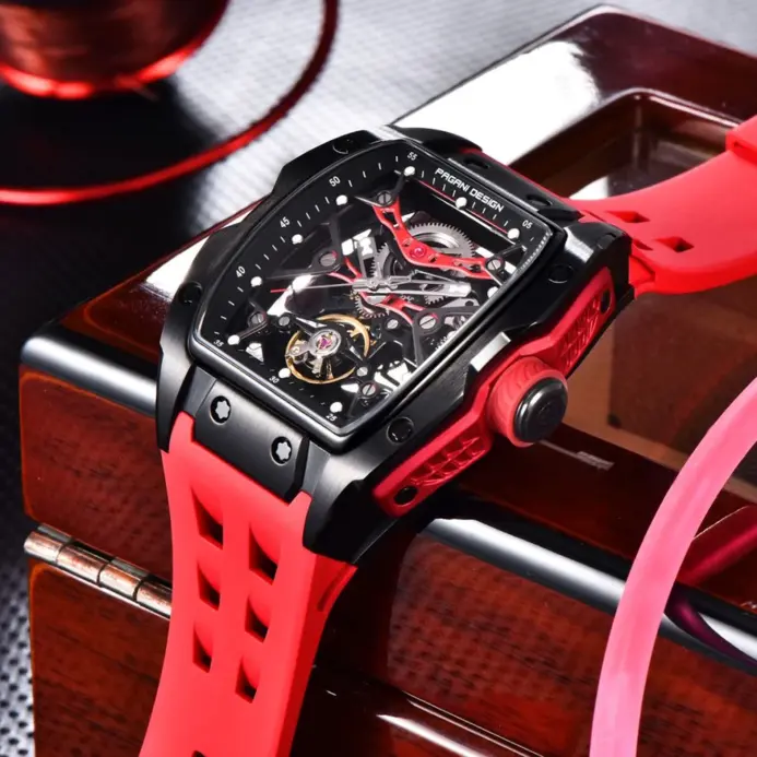 PAGANI DESIGN 42MM nueva moda espalda hueca movimiento transparente reloj de lujo para hombres cristal de zafiro relojes automáticos para hombres 2