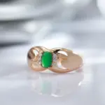 Kinel-Conjunto de anillos y pendientes para mujer, aretes de oro rosa 585 con Micro incrustaciones de cera, óvalo, verde, circón Natural, joyería nupcial para boda 6