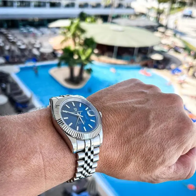 Reloj de pulsera mecánico PAGANI DESIGN NH35/MIYOTA 8215 para hombre, reloj de lujo con cristal de zafiro para hombre, reloj de acero resistente al agua hasta 100M PD1645 4