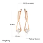 Kienl-pendientes de gota de circonita Natural brillante para mujer, aretes largos de lujo de Color oro rosa 585, joyería diaria de alta calidad 2