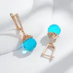 Kinel, pendientes colgantes de bola de cristal azul de lujo para mujer, moda 585, Color oro rosa, accesorios de circón Natural, joyería fina diaria 4
