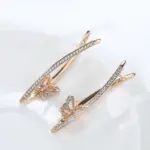 Kinel nueva moda pendientes de mariposa geométricos 2022 Micro incrustaciones de circón Natural 585 pendiente de gota larga de oro rosa joyería Vintage 4