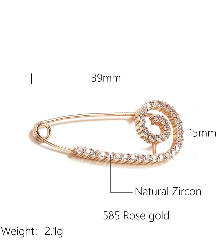 Kinel fino-broche de oro rosa 585 para mujer, joyería creativa de boda, único, hueco, de circón Natural, 2022 2