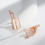 Kinel-pendientes de gota cuadrados de circón Natural brillante para mujer, Color oro rosa y plata 585, diseño mixto, joyería fina diaria para novia 4