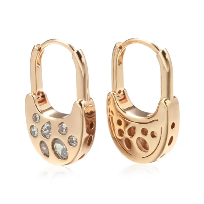 Pendientes Kinel, joyería de moda 2022, pendientes colgantes geométricos de circón Natural a la moda para mujer, joyería fina de Color oro rosa 585 1