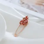 Kinel-broche fino de oro rosa 585 para mujer, joyería creativa de moda para boda, ojal de circón Natural rojo único, novedad de 2022 3