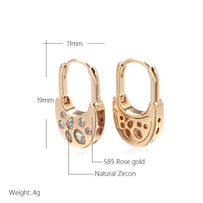 Pendientes Kinel, joyería de moda 2022, pendientes colgantes geométricos de circón Natural a la moda para mujer, joyería fina de Color oro rosa 585 2