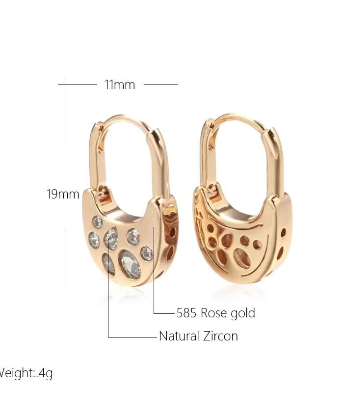 Pendientes Kinel, joyería de moda 2022, pendientes colgantes geométricos de circón Natural a la moda para mujer, joyería fina de Color oro rosa 585 2