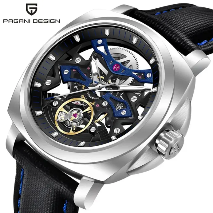 Reloj Mecánico Automático PAGANI DESIGN YS017 para Hombre, Esfera Creativa con Tourbillon, Cristal de Zafiro, Resistente al Agua 100M 1