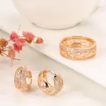 Kinel-conjunto de joyas para mujer, aretes, anillo de oro rosa 585, doble fila, Micro cera con incrustaciones de circonita Natural, joyería Vintage de boda 6 Kinel-conjunto de joyas para mujer, aretes, anillo de oro rosa 585, doble fila, Micro cera con incrustaciones de circonita Natural, joyería Vintage de boda 6