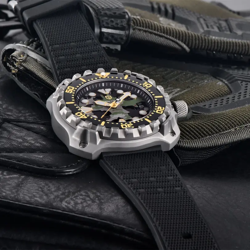 Reloj mecánico PAGANI DESIGN para hombre, esfera hueca de camuflaje militar NH35 Movt zafiro, reloj de pulsera automático resistente al agua de 200m 3