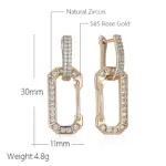 Kinel moda 585 pendientes de gota cuadrados de Color oro rosa para mujer accesorios de circón Natural blanco completo joyería fina diaria 2