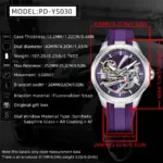 Pagani diseña un nuevo reloj mecánico hueco para hombre con cristal de zafiro con revestimiento AR, acero inoxidable, resistente al agua y automático. 2