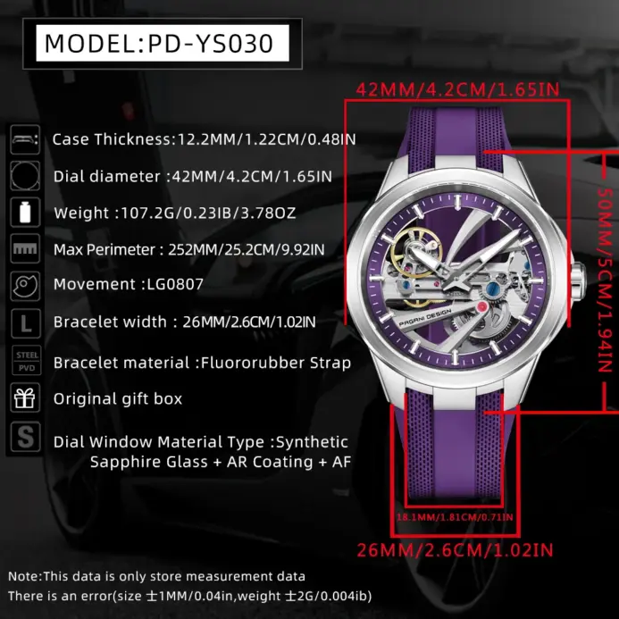 Pagani diseña un nuevo reloj mecánico hueco para hombre con cristal de zafiro con revestimiento AR, acero inoxidable, resistente al agua y automático. 2